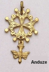 Croix huguenote en or Jaune 750ml modle ANDUZE